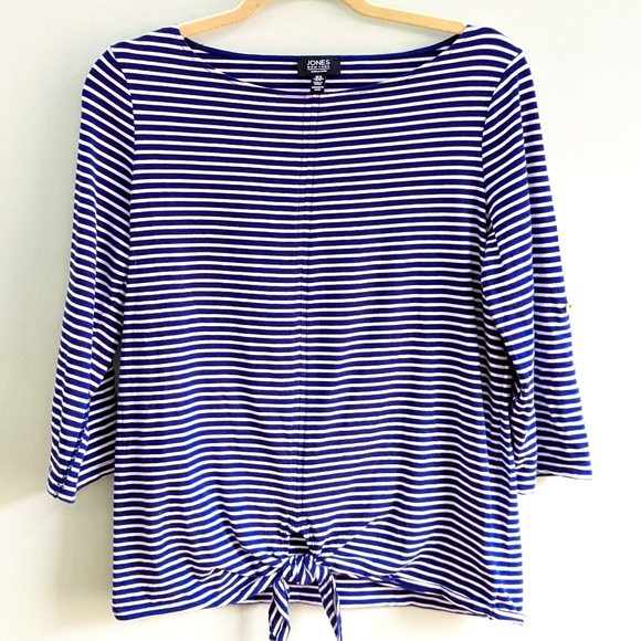 Jones New York Tops - JONES NEW YORK blue & white striped top size m